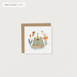 Mimosa - Carte de souhait- Mini - Grenouille festive