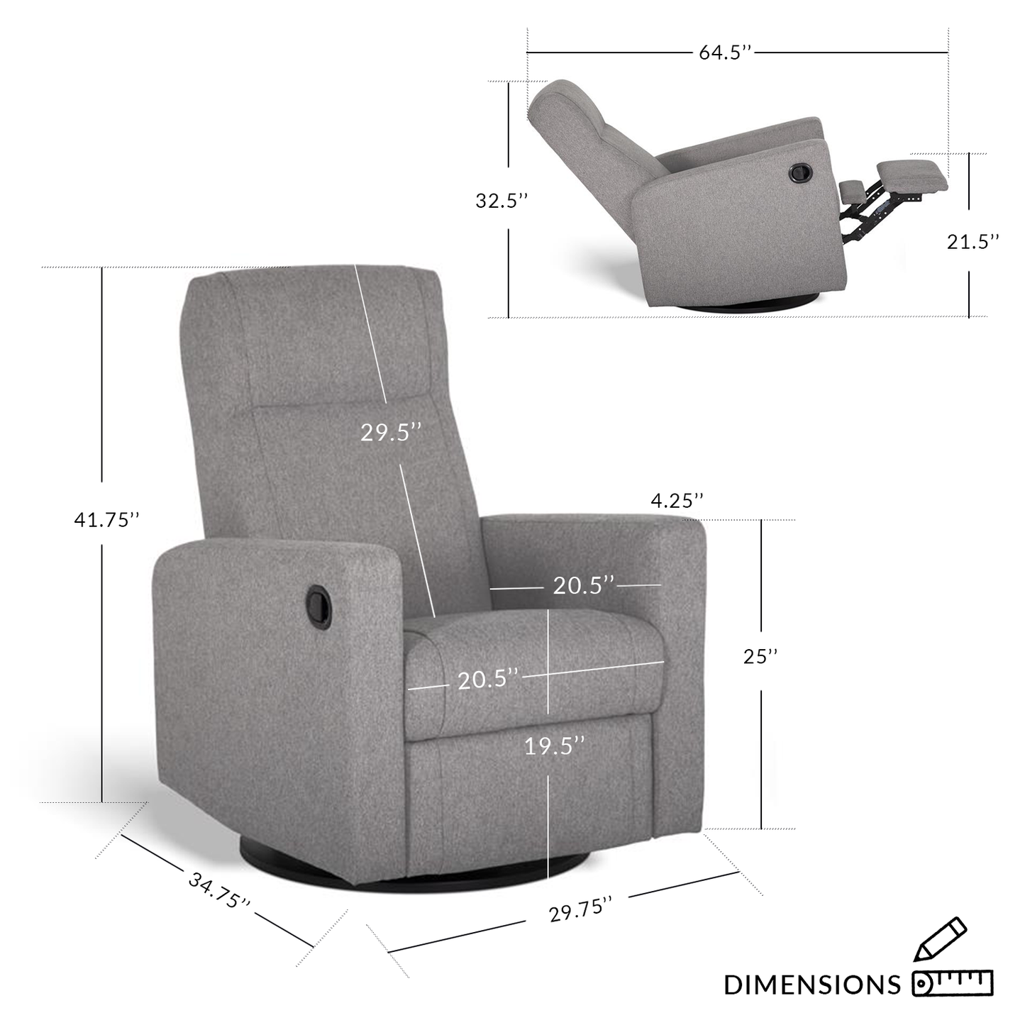 Jaymar BB - Nelly- Reclining, rocking and swivel armchair