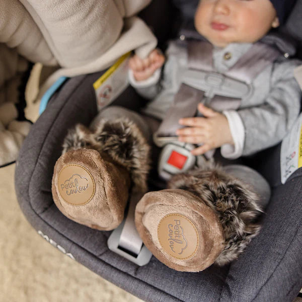 Petit Coulou - Pantoufles d'hiver en minky - Moka