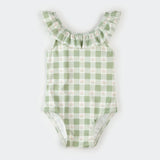 Petit Lem - Maillot de bain vichy vert - Fleurs