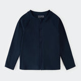 Petit Lem - Ribbed Full Zip Skin Protecting Swimsuit - Navy