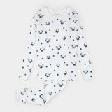 Petit Lem - Pyjama cotelé 2 pièces - Blanc cassé - Bleuets