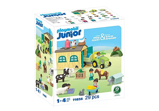 Ensemble PLaymobil Junior. Ferme avec tracteur et animaux 