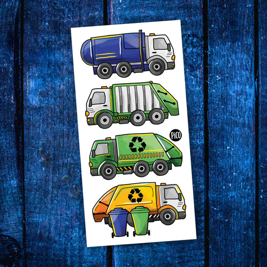 Temporary tattoos - Recycling trucks