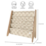 3 Sprouts - Porte-livres pour enfants en tissu recyclé - Damier Beige