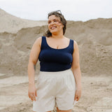 Rose Maternité - Short en lin à taille élastique - Amande