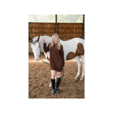 Rose Maternité - Robe courte en lainage Mireille - Marron