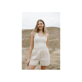 Rose Maternité - Short en lin à taille élastique - Amande