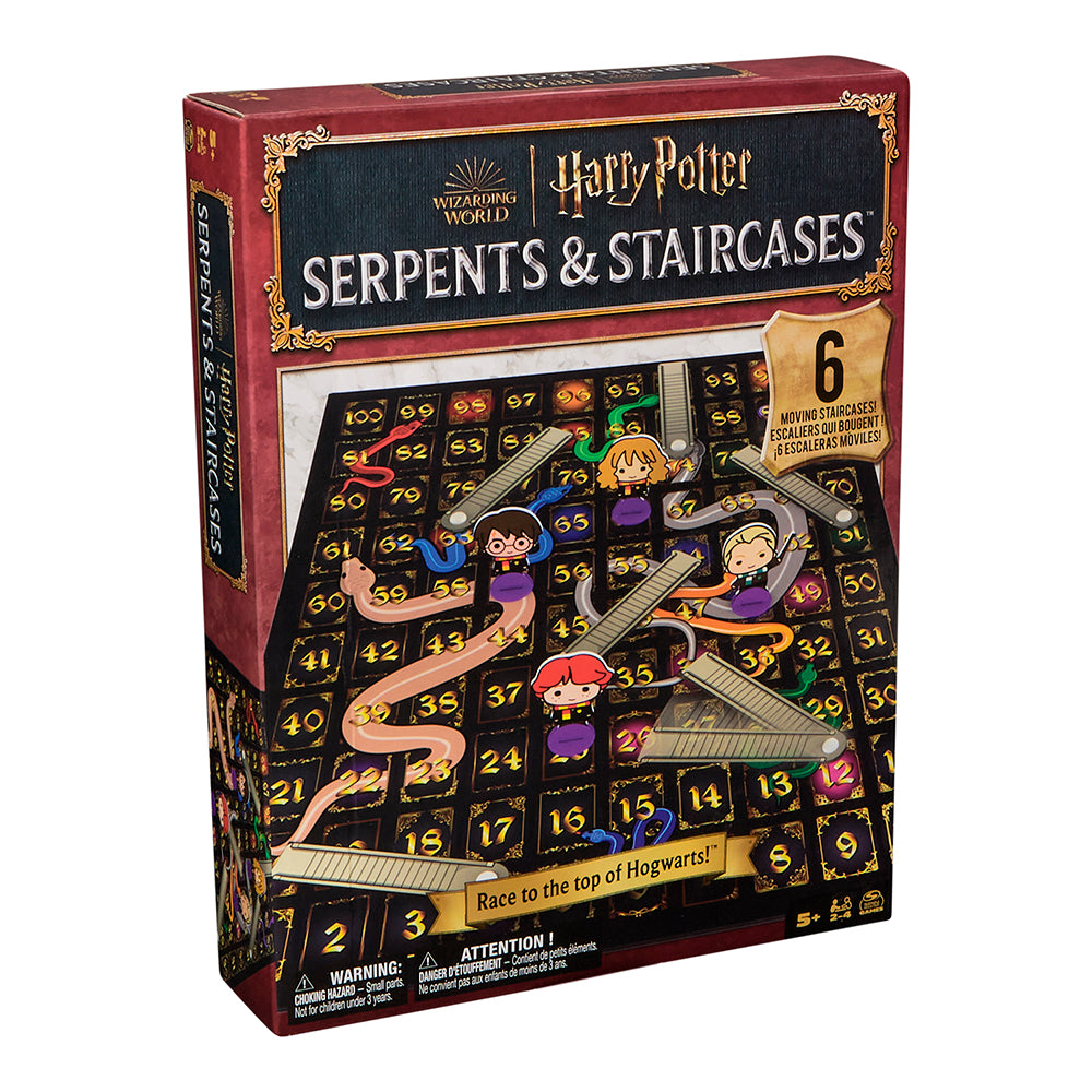Incarnez Harry, Hermione, Ron ou Draco, grimpez les escaliers magiques et soyez le premier à atteindre le sommet de Poudlard ! Jeu de Serpents et échelles