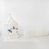 3 Sprouts - Recycled Fabric Kids Play Tunnel - Blueberry/Ivory
