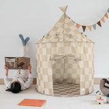 3 Sprouts - Tente de jeu Castle en tissu recyclé - Damier Beige