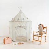 3 Sprouts - Tente de jeu Castle en tissu recyclé - Vichy Beige
