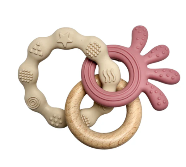 Pekaboo - Silicone and wood teething toy - Green turtle