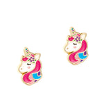Girl Nation - Boucles d'oreilles en émail - Licorne et fleur
