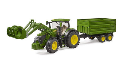 Bruder - John Deere 7R avec chargeur avant et remorque avec attelage tandem