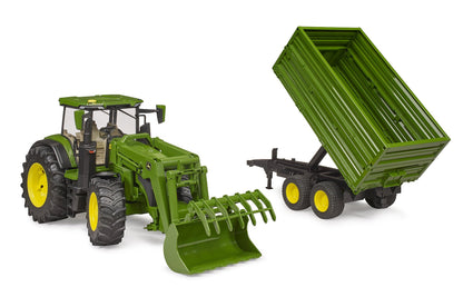 Bruder - John Deere 7R avec chargeur avant et remorque avec attelage tandem