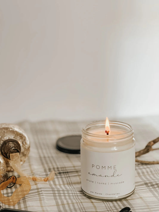 Marée Chandelles - Chandelle de soya - Mèche de coton - Pomme Amande