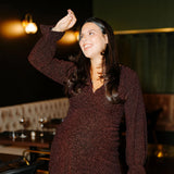 Rose Maternité - Robe Nahéma - Prune Brillant