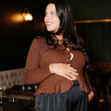 Lait de Poule - Cardigan à volant léger - Chocolat